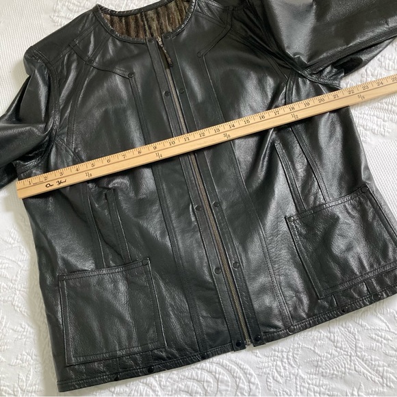 Chico’s genuine Leather reversible jacket metallic & black women’s M, 12 - Picture 4 of 12